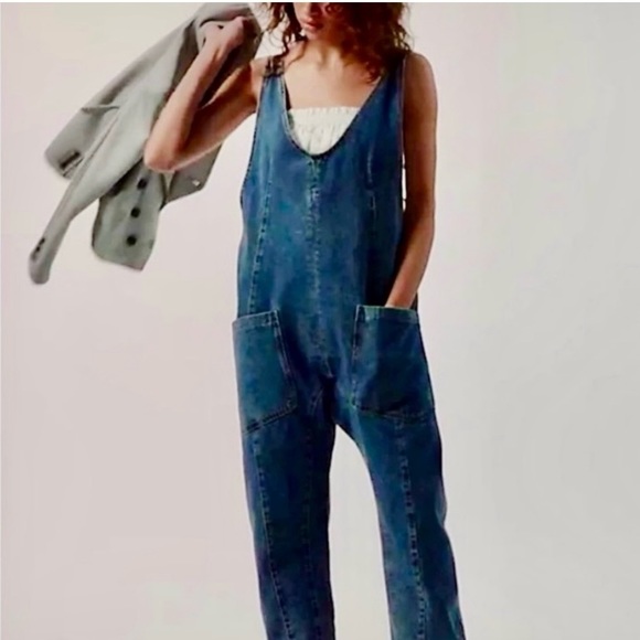 FREE PEOPLE High Roller Denim Jumpsuit Overalls - Picture 5 of 14